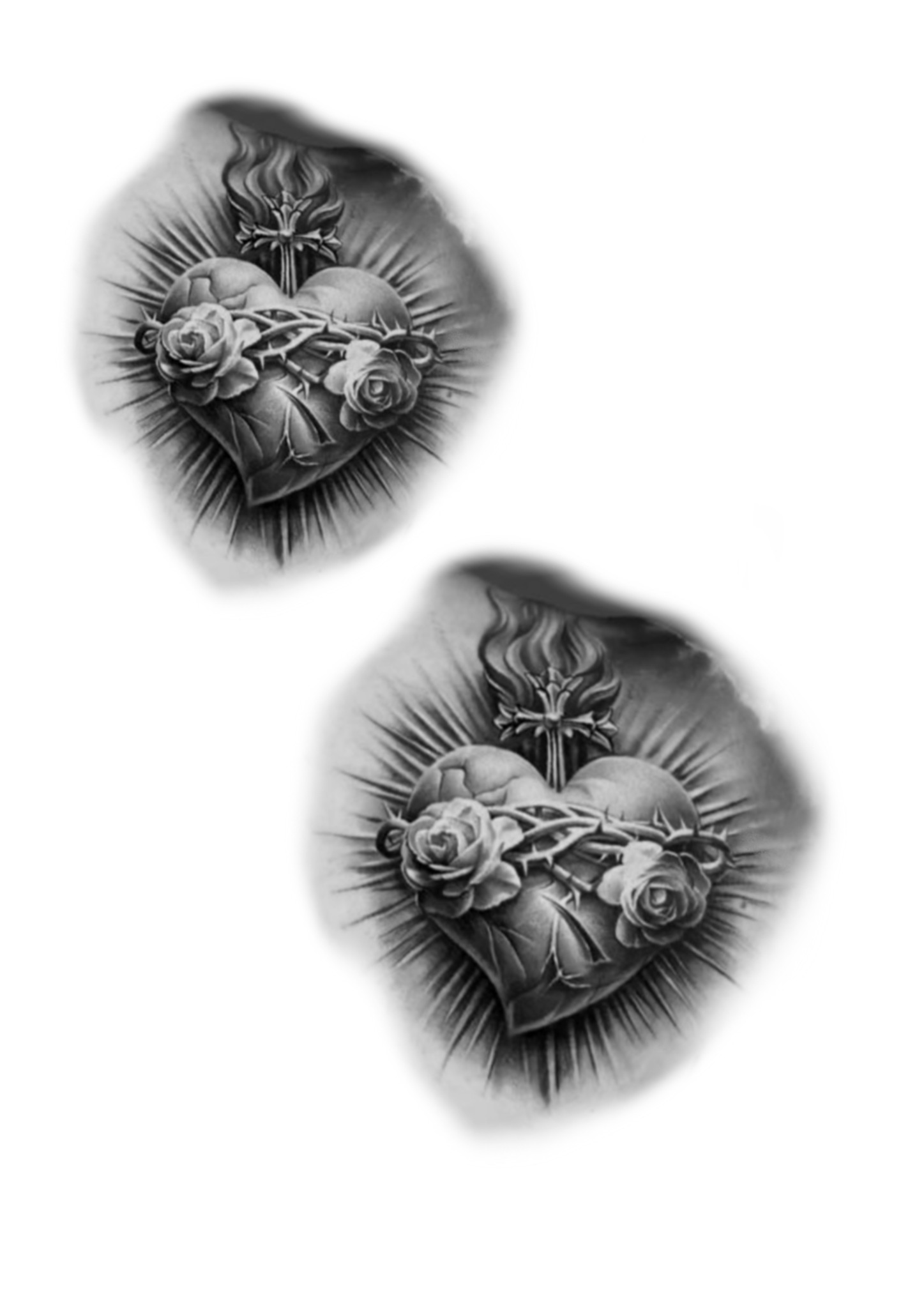 Black and grey sacred heart design available to tattoo by Blady